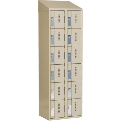 Concorde Heavy-Duty Lockers, 6 -tier, Bank of 2, 24" x 18" x 78", Steel, Beige, Welded (Assembled) R.M.G. Prévention