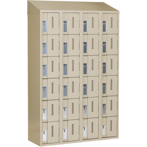 Concorde Heavy-Duty Lockers, 6 -tier, Bank of 4, 48" x 18" x 78", Steel, Beige, Welded (Assembled) R.M.G. Prévention