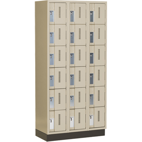 Concorde Heavy-Duty Lockers, 6 -tier, Bank of 3, 36" x 18" x 76", Steel, Beige, Welded (Assembled) R.M.G. Prévention