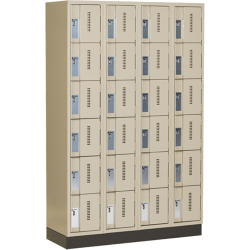 Concorde Heavy-Duty Lockers, 6 -tier, Bank of 4, 48" x 18" x 76", Steel, Beige, Welded (Assembled) R.M.G. Prévention