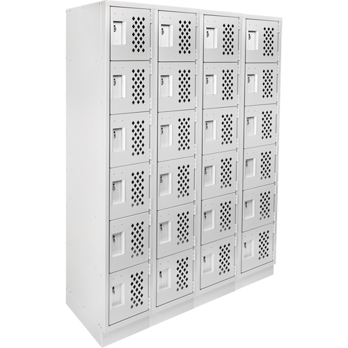 Assembled Clean Line Perforated Economy Lockers, 6 -tier, Bank of 4, 18" x 72" x 12", Steel R.M.G. Prévention