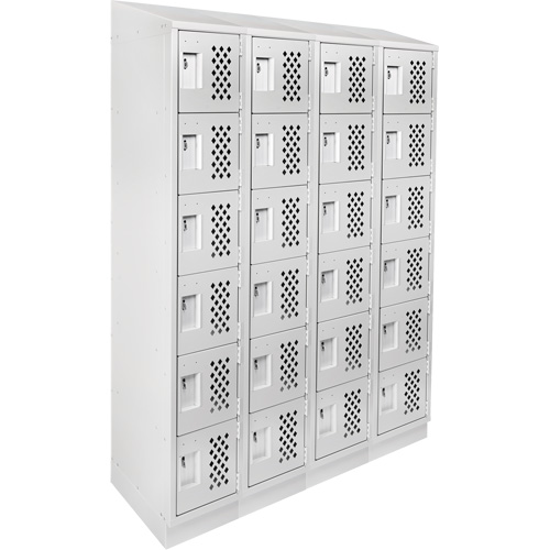 Assembled Clean Line Perforated Economy Lockers, 6 -tier, Bank of 4, 18" x 72" x 12", Steel R.M.G. Prévention