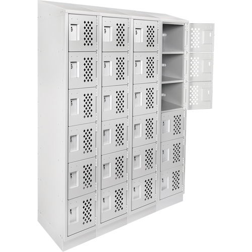 Assembled Clean Line Perforated Economy Lockers, 6 -tier, Bank of 4, 18" x 72" x 12", Steel R.M.G. Prévention