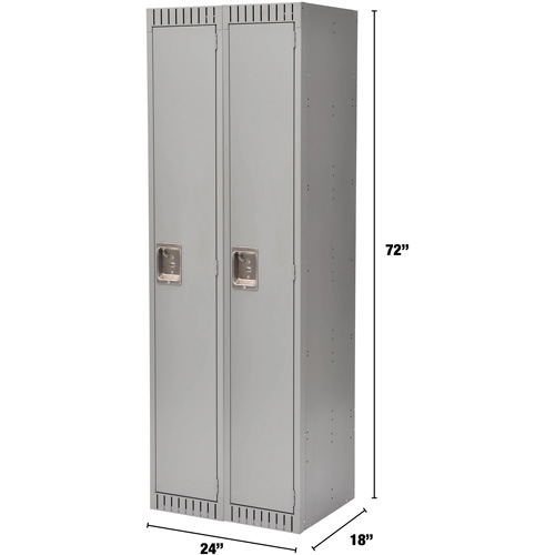 Lockers, Bank of 2, 24" x 18" x 72", Steel, Grey, Knocked Down R.M.G. Prévention