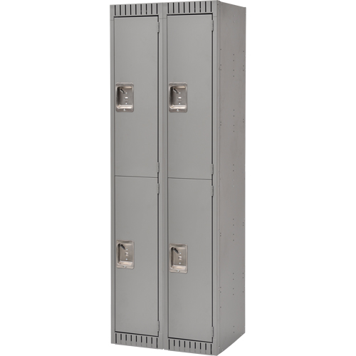 Lockers, 2 -tier, Bank of 2, 24" x 18" x 72", Steel, Grey, Knocked Down R.M.G. Prévention