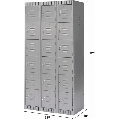 Casiers, 6 niveaux, Bloc de 3, 36" x 18" x 72", Acier, Gris, D&eacute;mont&eacute; R.M.G. Prévention