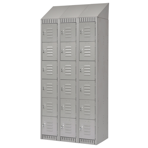 Casiers, 6 niveaux, Bloc de 3, 36" x 18" x 82", Acier, Gris, D&eacute;mont&eacute; R.M.G. Prévention