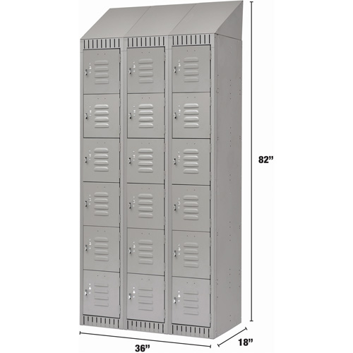 Casiers, 6 niveaux, Bloc de 3, 36" x 18" x 82", Acier, Gris, D&eacute;mont&eacute; R.M.G. Prévention