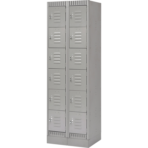 Lockers, 6 -tier, Bank of 2, 24" x 18" x 76", Steel, Grey, Knocked Down R.M.G. Prévention