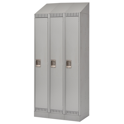 Assembled Lockers, Bank of 3, 36" x 18" x 72", Steel, Grey, Rivet (Assembled) R.M.G. Prévention