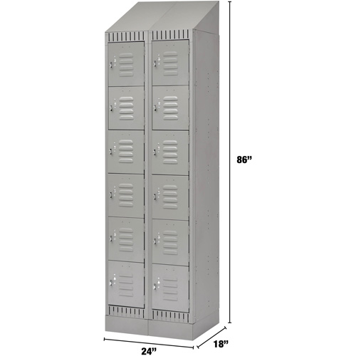 Casiers, 6 niveaux, Bloc de 2, 24" x 18" x 86", Acier, Gris, D&eacute;mont&eacute; R.M.G. Prévention