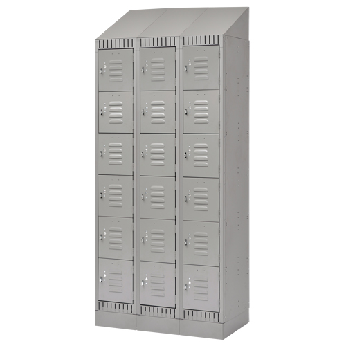 Lockers, 6 -tier, Bank of 3, 36" x 18" x 86", Steel, Grey, Knocked Down R.M.G. Prévention
