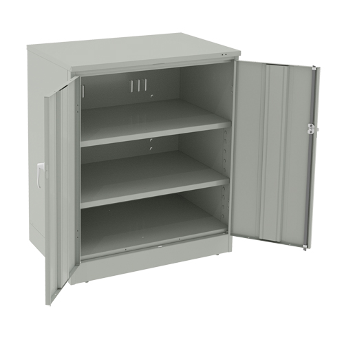 Armoire &agrave; hauteur de comptoir de luxe, Acier, 2 Tablettes, 42" h x 36" la x 24" P, Gris p&acirc;le R.M.G. Prévention