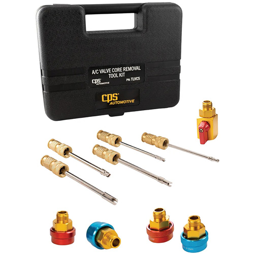 Ensemble de 10 morceaux pour le d&eacute;montage des noyaux de valves de climatisation R.M.G. Prévention