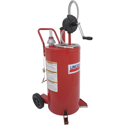 Chariot &agrave; carburant en acier de 25 gallons avec pompe rotative bidirectionnelle R.M.G. Prévention