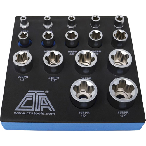 Jeu de douilles TORX EPR &agrave; 5 pans, 16 Morceaux, Prise de 1/4"/3/8"/1/2" R.M.G. Prévention