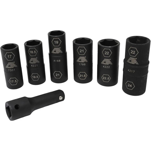 Half Metric Flip Socket Set, 7 Pcs, Impact, 1/2" Drive Size, Deep R.M.G. Prévention