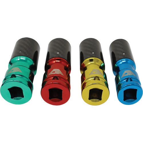 Jeu de douilles pour &eacute;crous de roue avec manchons en fibre de carbone R.M.G. Prévention