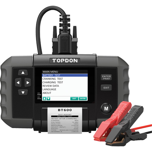 Testeur de batterie 12?V et de syst&egrave;mes 12?V/24?V BT600 avec imprimante int&eacute;gr&eacute;e R.M.G. Prévention