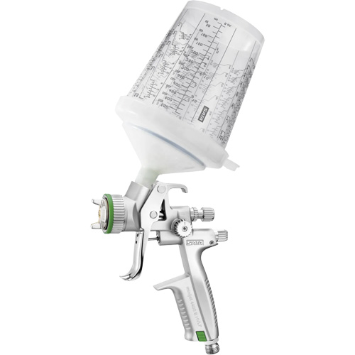 Pistolet de peinture de premi&egrave;re qualit&eacute; 4400?B HVLP?1,2 SR avec godet RPS 0,3?L, pour les retouches de finitions automobiles, Entr&eacute;e d'air 1/4" NPT, 4,24 pi³/min, Capacit&eacute; 0,3 L, 0,14 psi R.M.G. Prévention