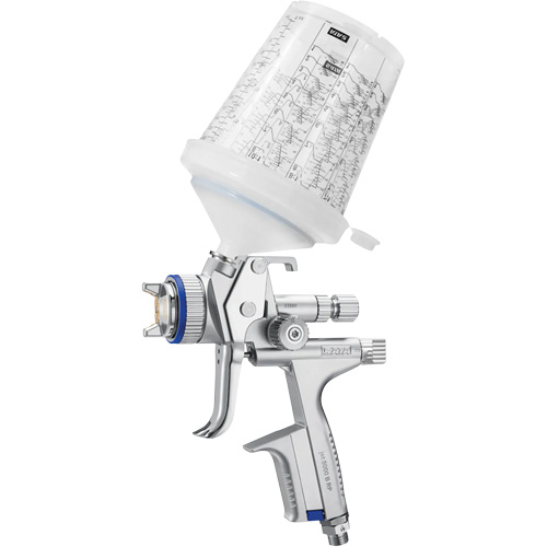 Pistolet de peinture 5000 B HVLP avec buse 1,4 et trois godets polyvalents RPS 0,3 l/0,6 l/0,9 L, Entr&eacute;e d'air 1/4" NPT, 15,19 pi³/min, Capacit&eacute; 0,3 L/0,6 L/0,9 L, 0,17 psi R.M.G. Prévention