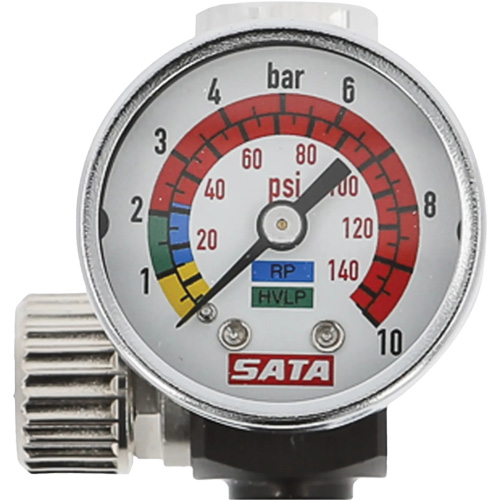 Microm&egrave;tre d'air avec manom&egrave;tre, 1/4" (filetage m&acirc;le) et G 1/4" (filetage femelle) R.M.G. Prévention