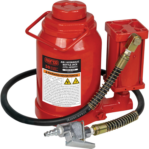 Standard Height Bottle Jack, 30 Ton(s), Air Hydraulic, 19-7/10" Raised Height R.M.G. Prévention