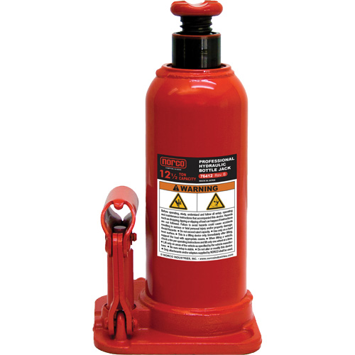 Bottle Jack with Gauge Hole, 12.5 Ton(s), 18-89/100" Raised Height R.M.G. Prévention
