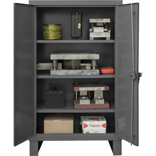 Armoire tr&egrave;s robuste, Acier, 3 Tablettes, 66" h x 60" la x 24" P, Gris R.M.G. Prévention