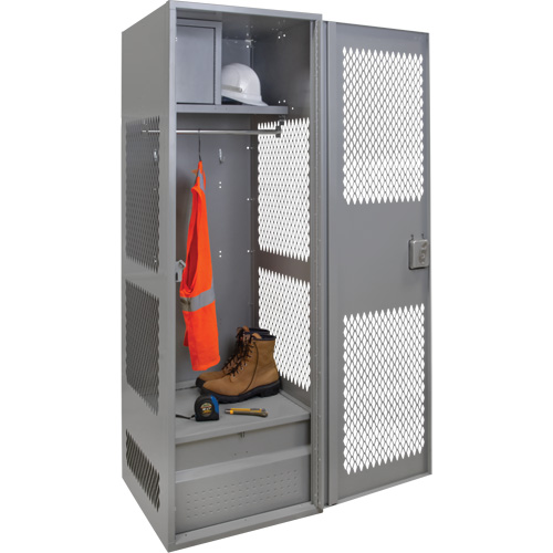 Gear Locker with Door, Steel, 24" W x 24" D x 72" H, Grey R.M.G. Prévention