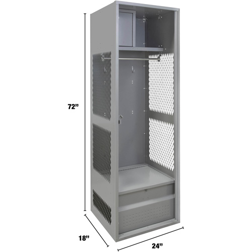 Gear Locker, Steel, 24" W x 18" D x 72" H, Grey R.M.G. Prévention