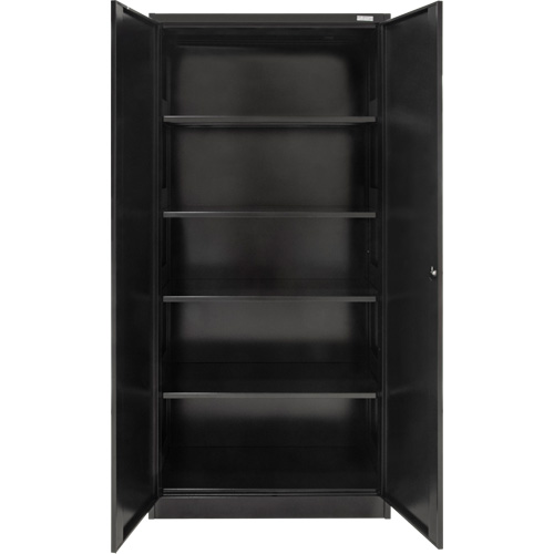 Armoire de rangement Hi-Boy, Acier, 4 Tablettes, 72" h x 36" la x 18" P, Noir R.M.G. Prévention