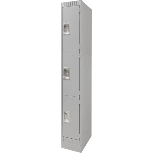 Lockers, 3 -tier, 12" x 18" x 76", Steel, Grey, Knocked Down R.M.G. Prévention