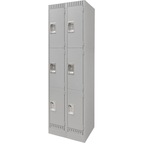 Lockers, 3 -tier, Bank of 2, 24" x 18" x 76", Steel, Grey, Knocked Down R.M.G. Prévention