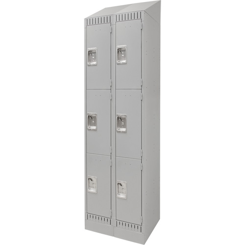 Lockers, 3 -tier, Bank of 2, 24" x 18" x 86", Steel, Grey, Knocked Down R.M.G. Prévention
