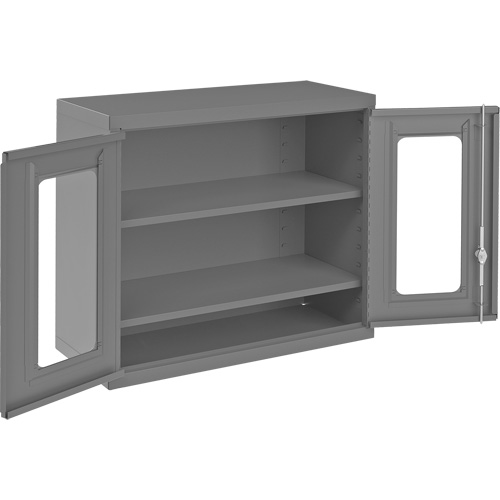 Armoire de rangement murale avec portes transparentes, 26-15/16" h x 29-7/8" la x 13-11/16" p, 2 tablettes, Acier, Gris R.M.G. Prévention