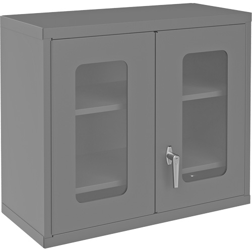 Armoire de rangement murale avec portes transparentes, 26-15/16" h x 29-7/8" la x 13-11/16" p, 2 tablettes, Acier, Gris R.M.G. Prévention