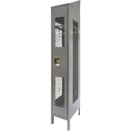 Vented Lockers, 12" x 18" x 88", Steel, Grey, Knocked Down, Perforated R.M.G. Prévention