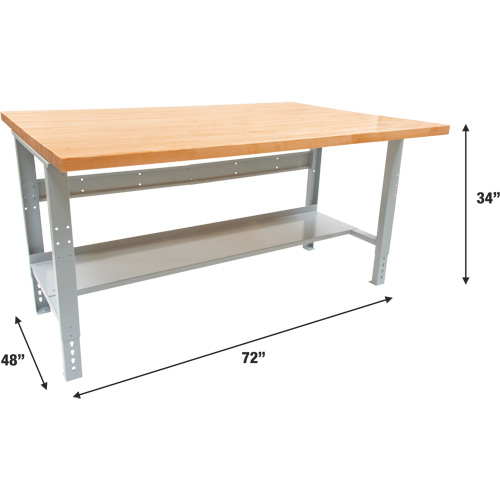 Industrial Modular Workbench, 1000 lbs. Cap., 72" W x 48" D R.M.G. Prévention