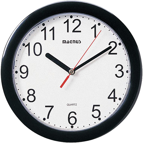 Horloge ronde, Analogique, &agrave; piles, 8" dia., Noir R.M.G. Prévention