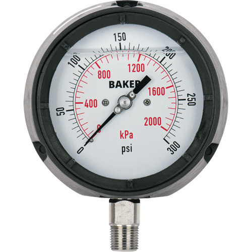 Manom&egrave;tre,  4-1/2", 0-5000 psi/0-35 000 kPa, Fixation inf&eacute;rieure, Analogique rempli de liquide R.M.G. Prévention