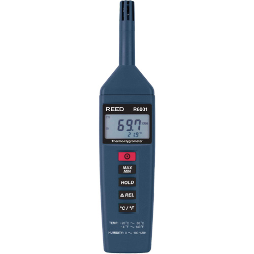 Thermo-Hygrometer with ISO Certificate, 0% - 100% RH, -4° - 140° F ( -20° - 60°C ) R.M.G. Prévention
