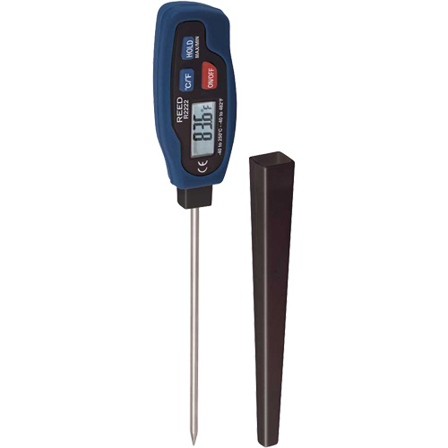 Thermom&egrave;tre &agrave; tige REED R2222 avec certificat de calibration, Contact, Num&eacute;rique, -40-482°F (-40-250°C) R.M.G. Prévention