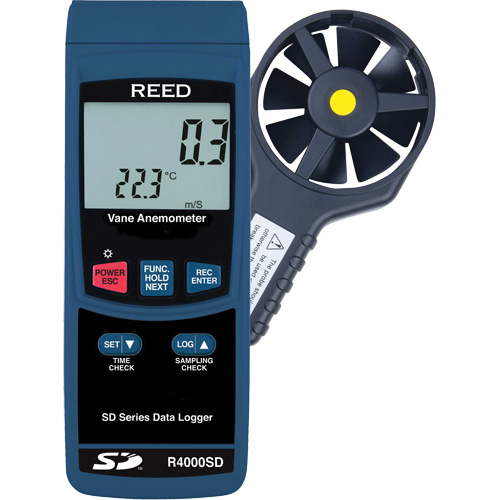 Thermo-Anemometer, Data Logging, 0.4 to 30.0 m/sec Air Velocity Range R.M.G. Prévention