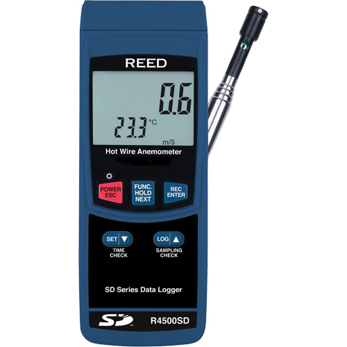Thermo-Anemometer, Data Logging, 0.2 to 25.0 m/sec Air Velocity Range R.M.G. Prévention