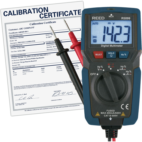 Multim&egrave;tre compact avec mesure de tension sans contact et certificat de calibration, Tension c.a./c.c., Courant c.a./c.c. R.M.G. Prévention