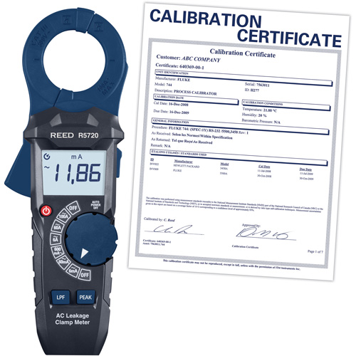 AC Leakage Clamp Meter with Calibration Certificate R.M.G. Prévention