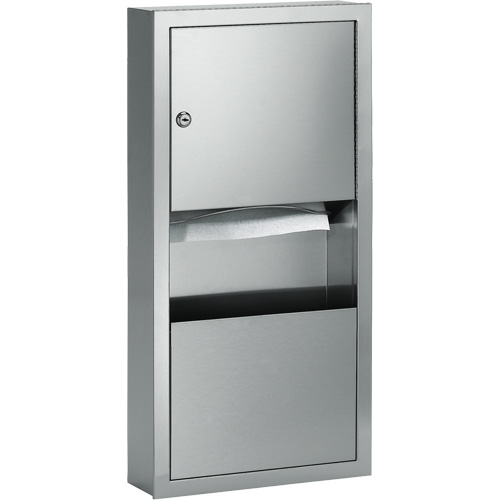 Combination Towel Dispenser with Waste Receptacle, Manual, 14" W x 4" D x 28" H R.M.G. Prévention