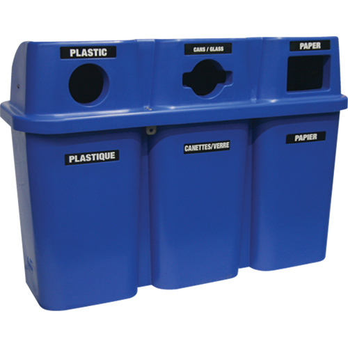 Contenants de recyclage Bullseye, Bord de rue, Plastique, 3 x 22 gal. US R.M.G. Prévention
