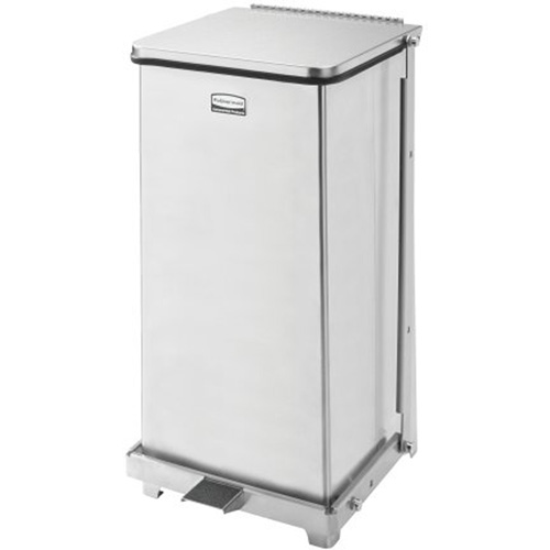 Corbeille &agrave; p&eacute;dale carr&eacute;e avec doublure Defenders, Acier inoxydable, Capacit&eacute; 6,5 gal. US R.M.G. Prévention